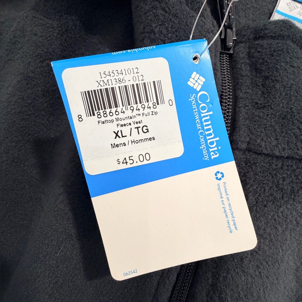 Columbia Black Full-Zip Fleece Vest - Picture 2 of 3